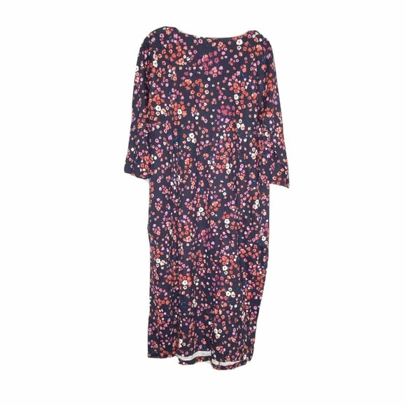 Woman Within Multi Color Floral 3/4 Sleeve Casual Sheath Dress 14/16 Pockets - Picture 3 of 5